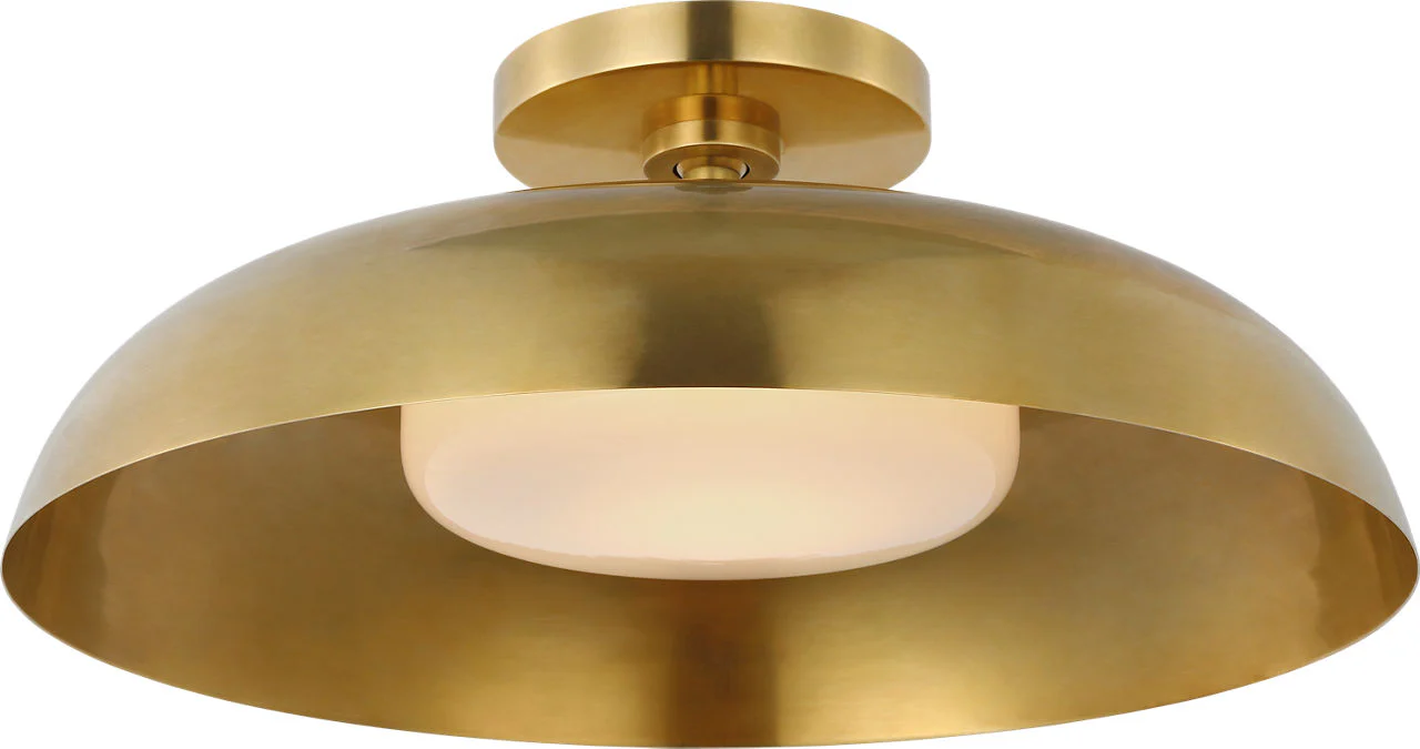 Cyrus 16" Flush Mount | Hand-Rubbed Antique Brass | White Glass - Image 1