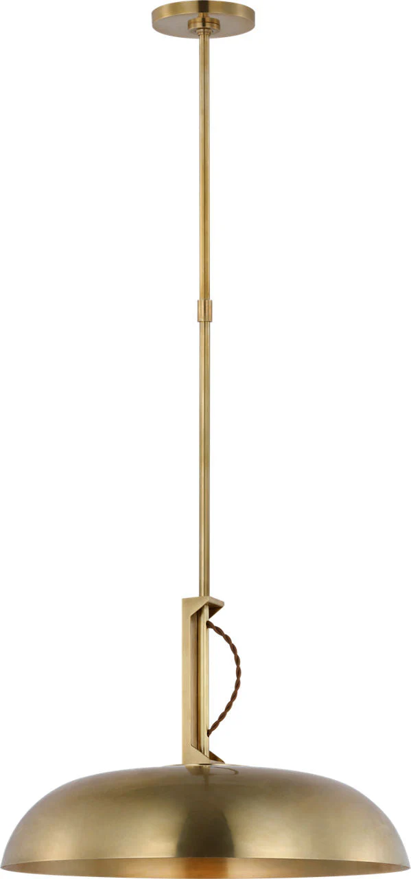 Cyrus 19" Pendant | Hand-Rubbed Antique Brass | White Glass - Image 1