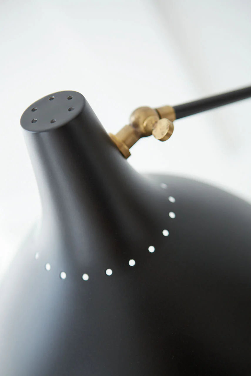 Charlton Floor Lamp | Black and Hand-Rubbed Antique Brass - Image 3