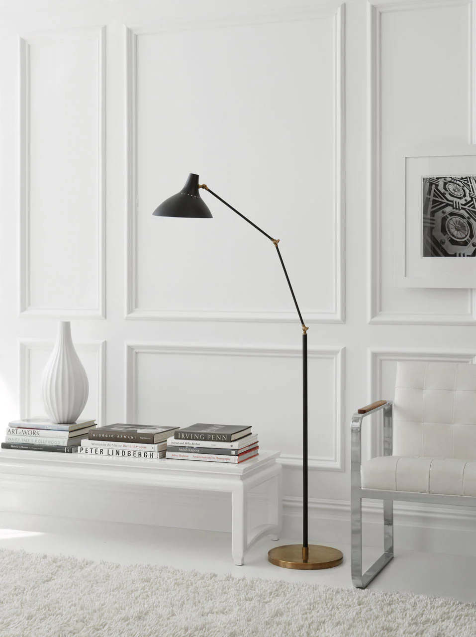 Charlton Floor Lamp | Black and Hand-Rubbed Antique Brass - Image 2