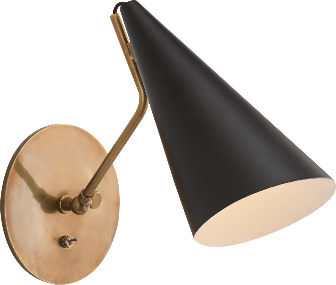 Clemente Wall Light | Hand-Rubbed Antique Brass | Black - Image 1