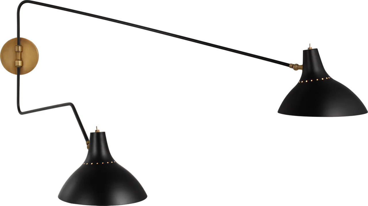 Charlton Large Double Wall Light | Black - Image 1