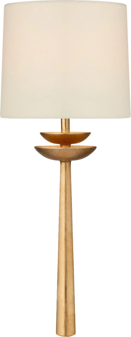 Beaumont Medium Tail Sconce | Gild | Linen Shade - Image 1