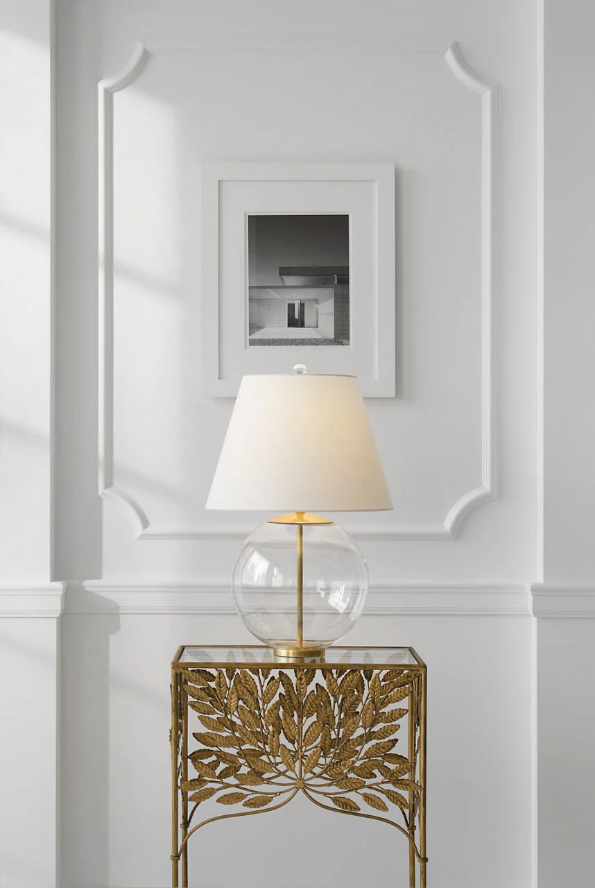 Morton Table Lamp | Clear Glass | Linen Shade - Image 2