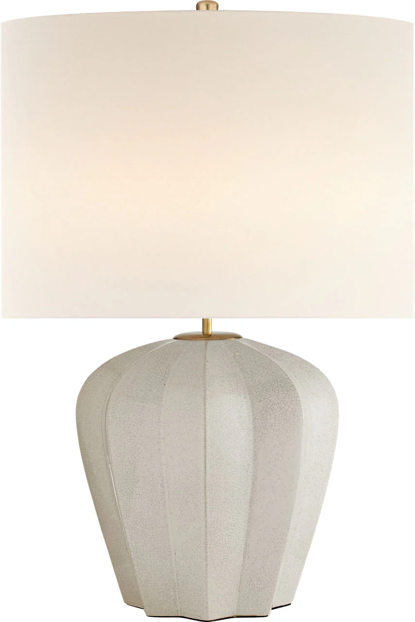 Pierrepont Medium Table Lamp | Bone Craquelure | Linen Shade - Image 1