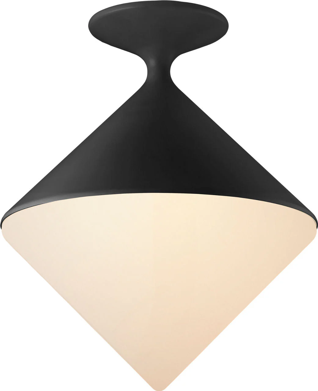 Sarnen Small Flush Mount | Matte Black | White Glass - Image 1
