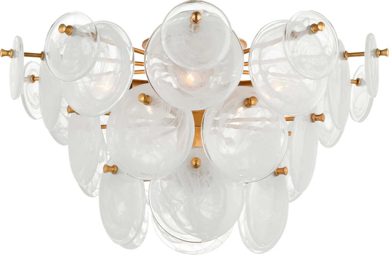 Loire Large Tiered Flush Mount | Gild | White Strie Glass - Image 1