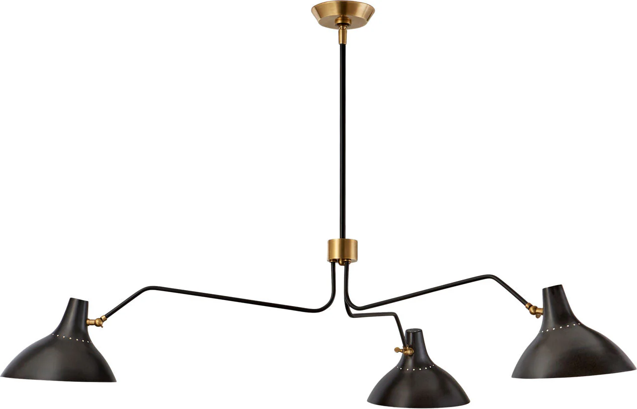 Charlton Large Triple Arm Chandelier | Black - Image 1