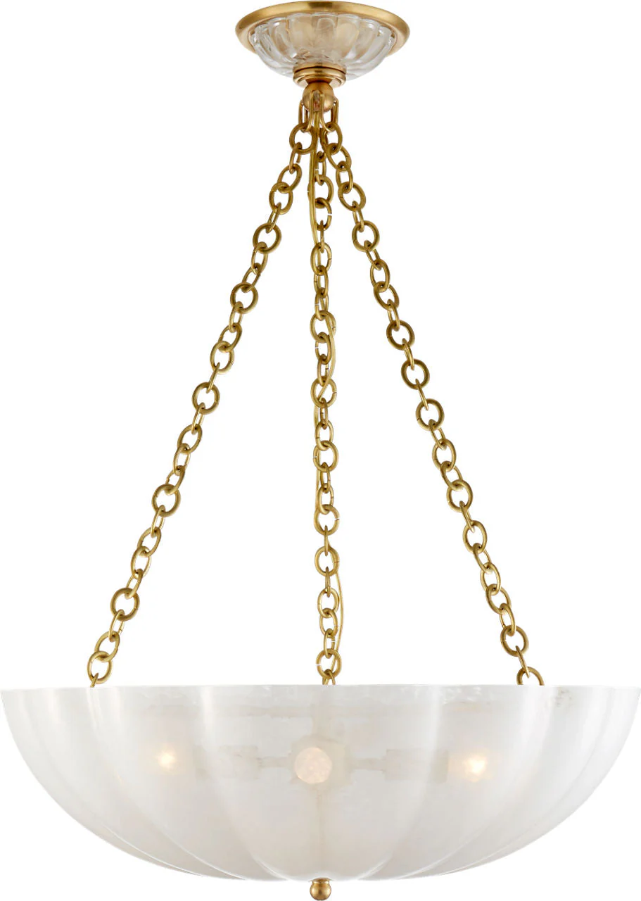 Rosehill Large Chandelier | Hand-Rubbed Antique Brass | Strie Glass - Image 1