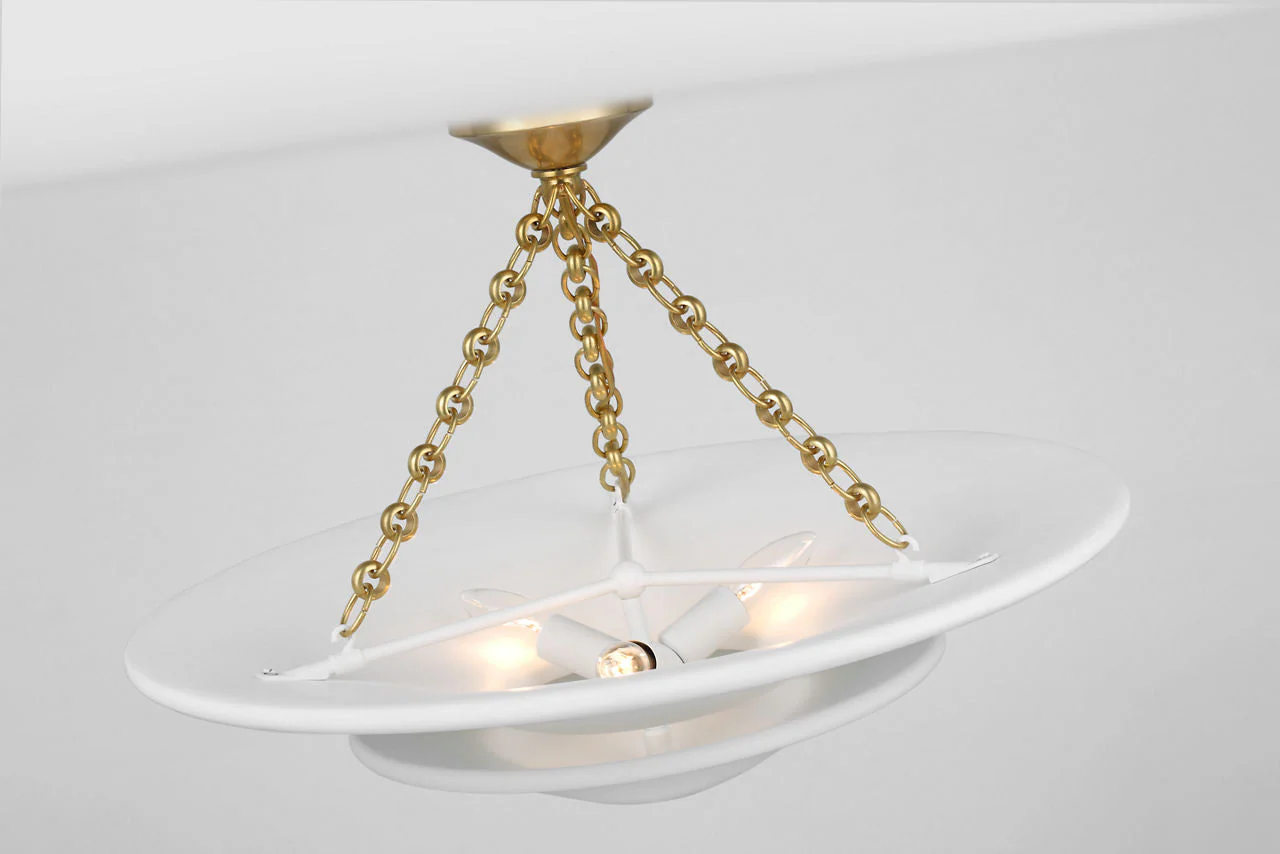 Mollino Medium Tiered Chandelier | Hand-Rubbed Antique Brass | Plaster White Shade - Image 3