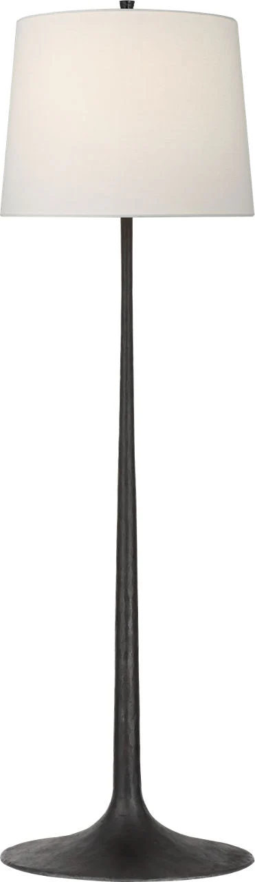 Oscar Large Sculpted Floor Lamp | Aged Iron | Linen Shade - Image 1