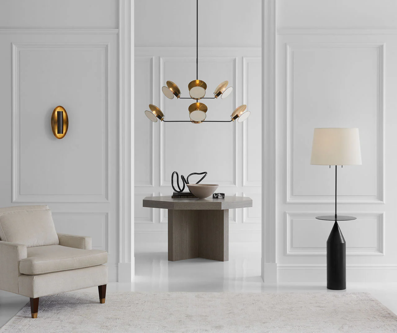 Zephyr Large Floor Light | Aged Iron | Linen Shade - Image 3