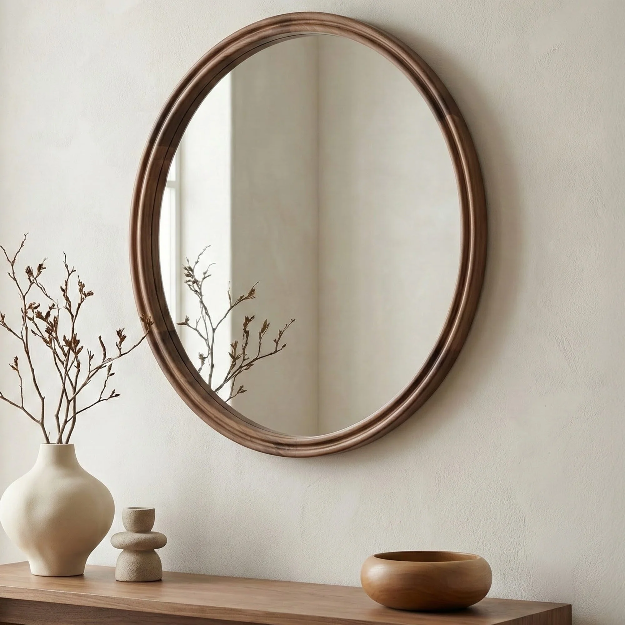 Alcott Small Round Mirror Walnut - Image 3
