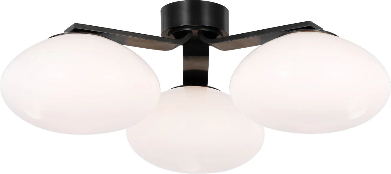 Marisol XL Triple Flush Mount | Gun Metal | White Glass - Image 1