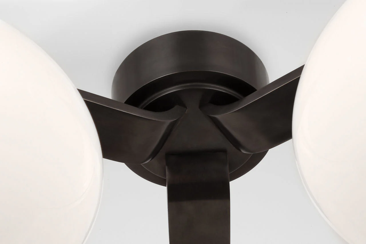 Marisol XL Triple Flush Mount | Gun Metal | White Glass - Image 3