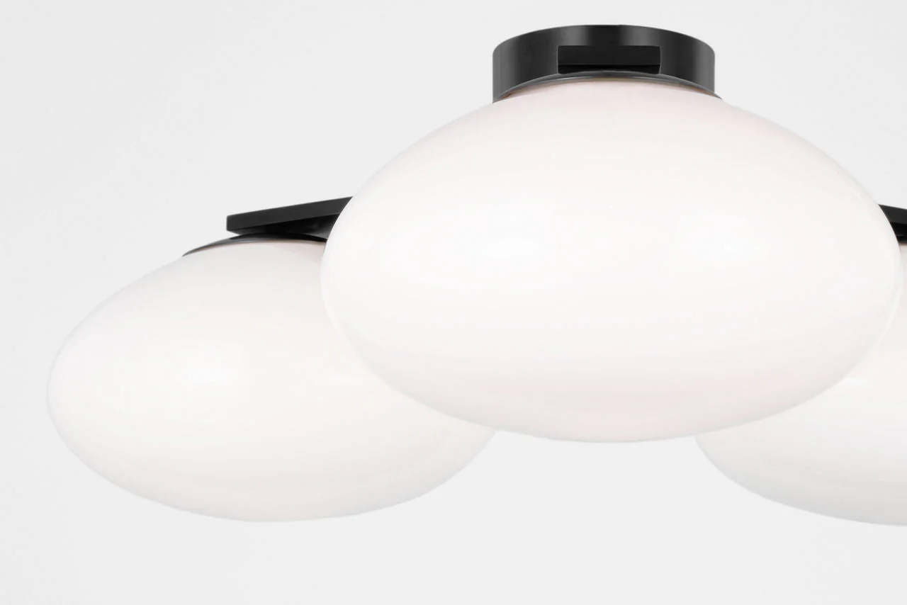 Marisol XL Triple Flush Mount | Gun Metal | White Glass - Image 2