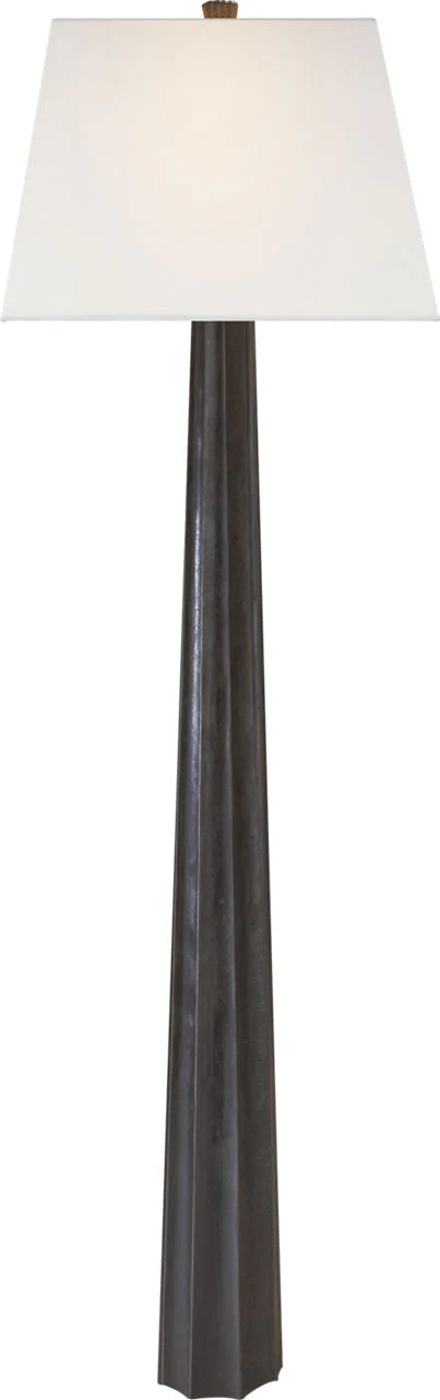 Fluted Spire Floor Lamp | Aged Iron | Linen Shade - Image 1