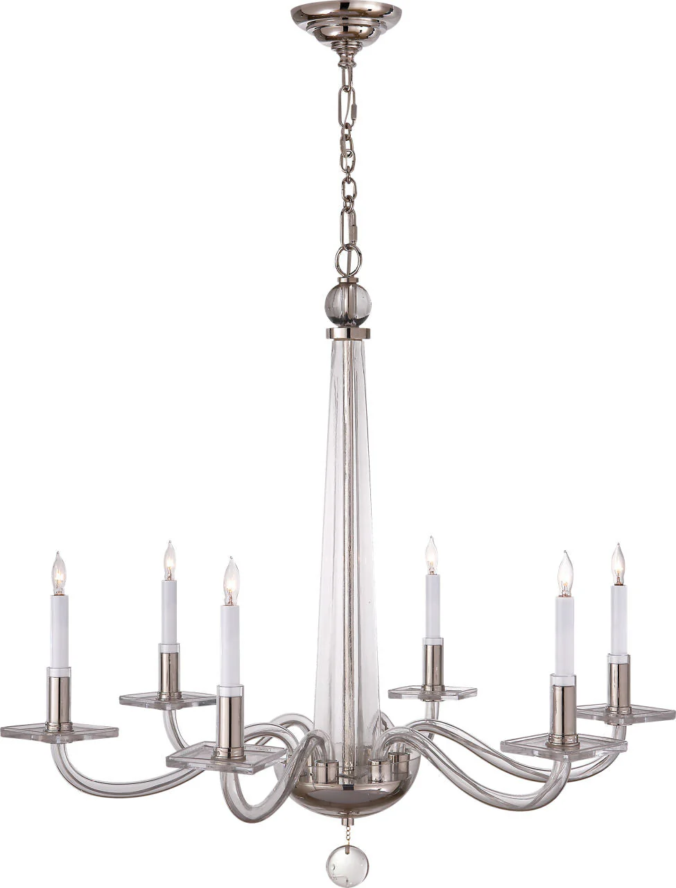 Bernardo Medium Chandelier Polished Nickel and Clear Glass - Image 1