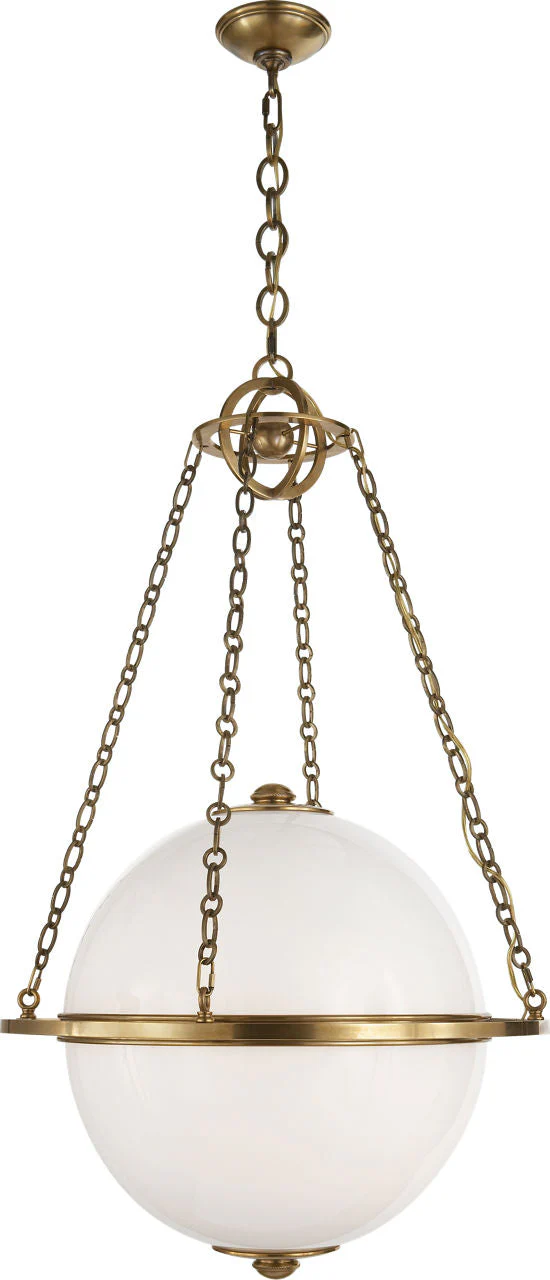 Modern Globe Lantern | Antique-Burnished Brass | White Glass - Image 1