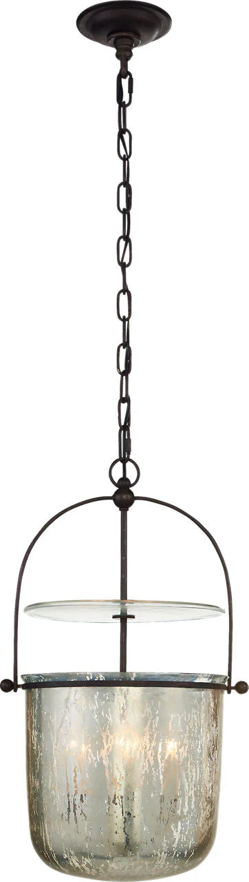 Lorford Small Smoke Bell Lantern | Aged Iron | Antiqued Mercury Glass - Image 1