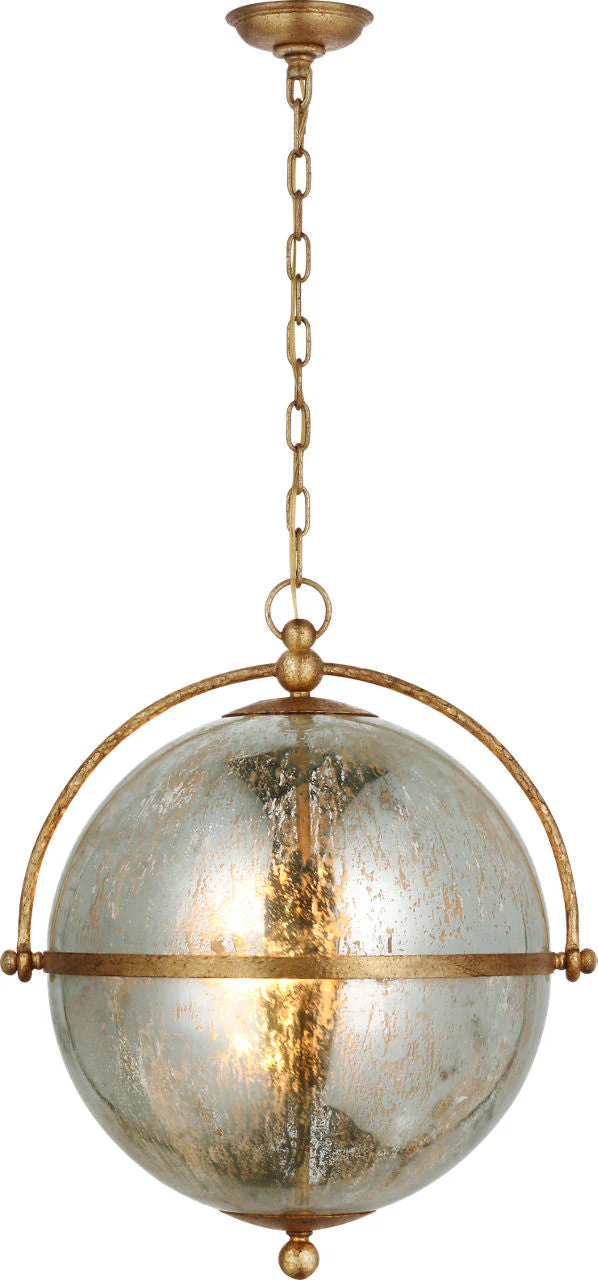 Bayridge XL Pendant | Gilded Iron | Antique Mercury Glass | Overstock - Image 1
