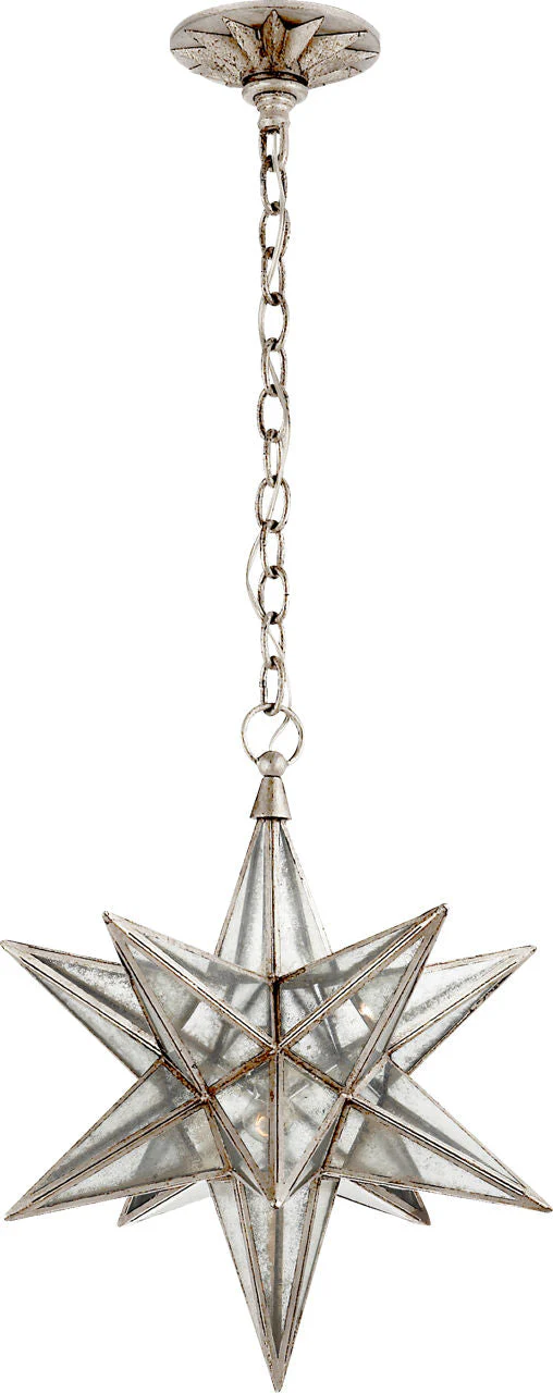 Moravian Medium Star Lantern | Burnished Silver Leaf | Antique Mirror - Image 1