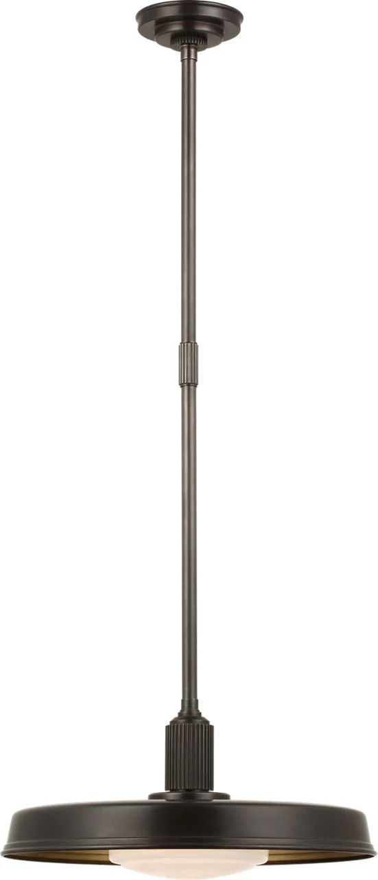Ruhlmann 18" Factory Pendant | Bronze | White Glass and Brass Interior - Image 1