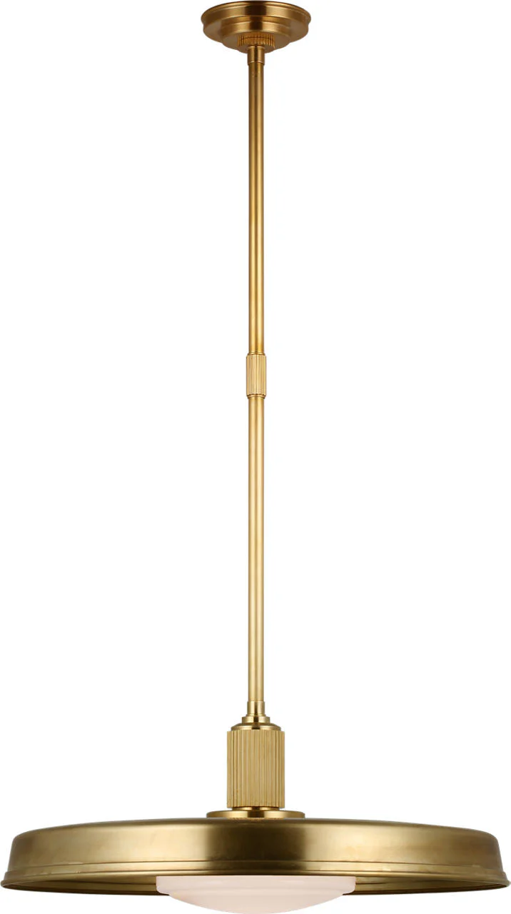 Ruhlmann 24" Factory Pendant | Antique-Burnished Brass | White Glass - Image 1