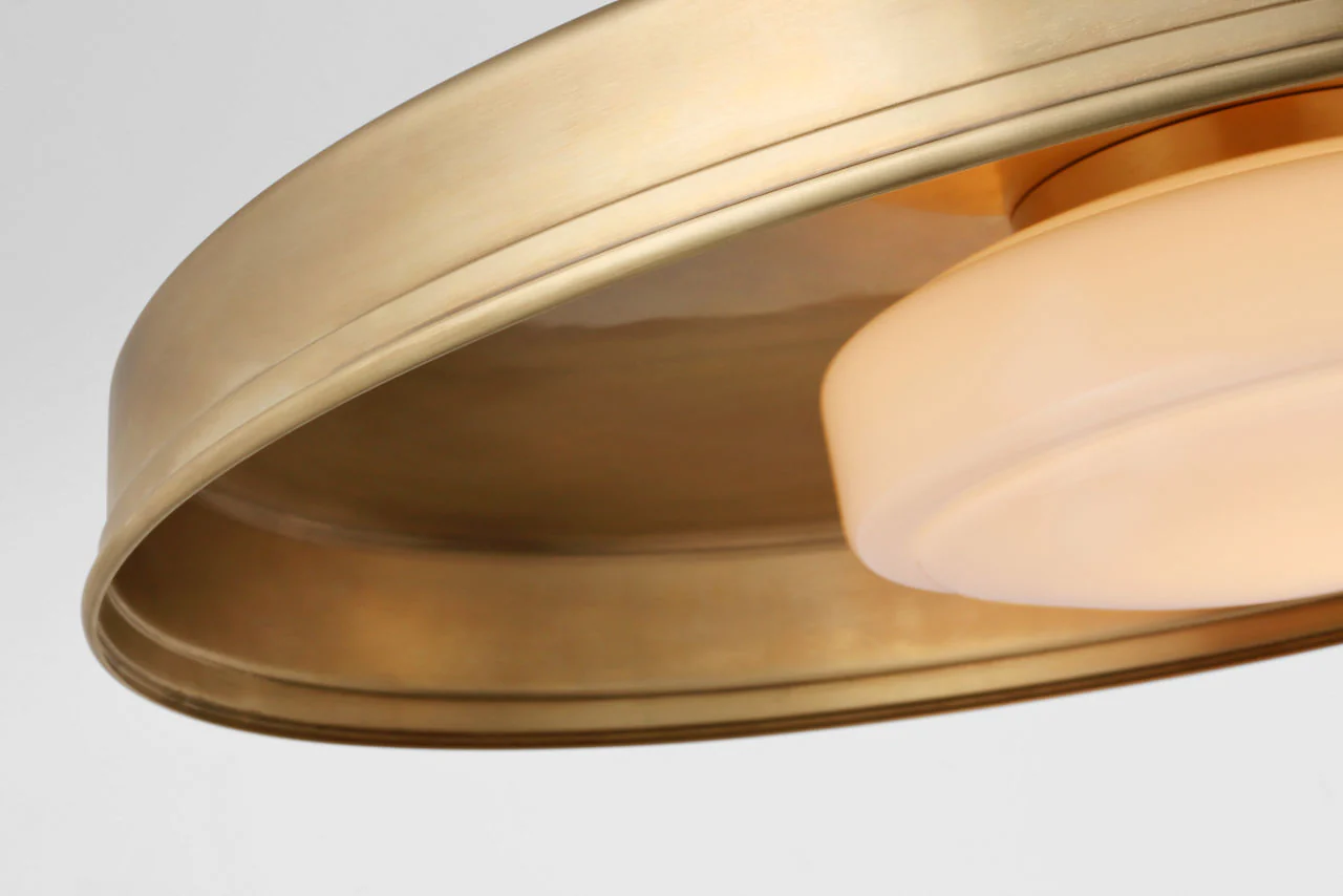 Ruhlmann 24" Factory Pendant | Antique-Burnished Brass | White Glass - Image 2