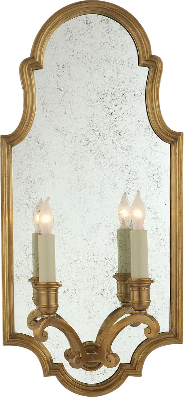 Sussex Medium Framed Double Sconce | Antique-Burnished Brass | Antique Mirror | Floor Model - Image 1
