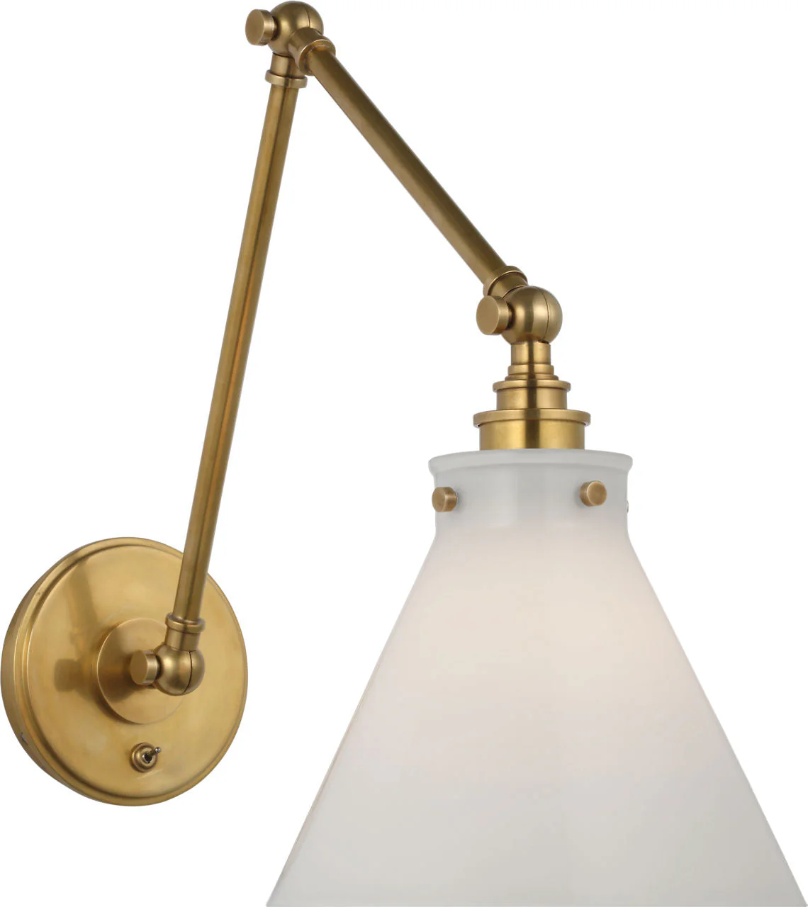 Parkington Double Library Wall Light | Antique-Burnished Brass | White Glass - Image 1