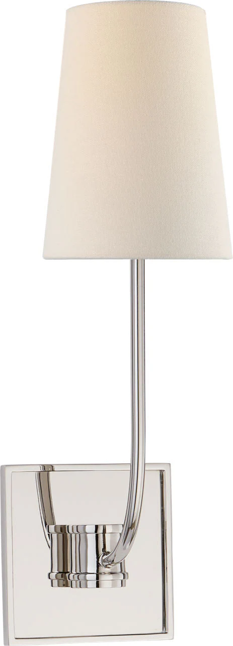 Venini Single Sconce | Polished Nickel | Linen Shade - Image 1