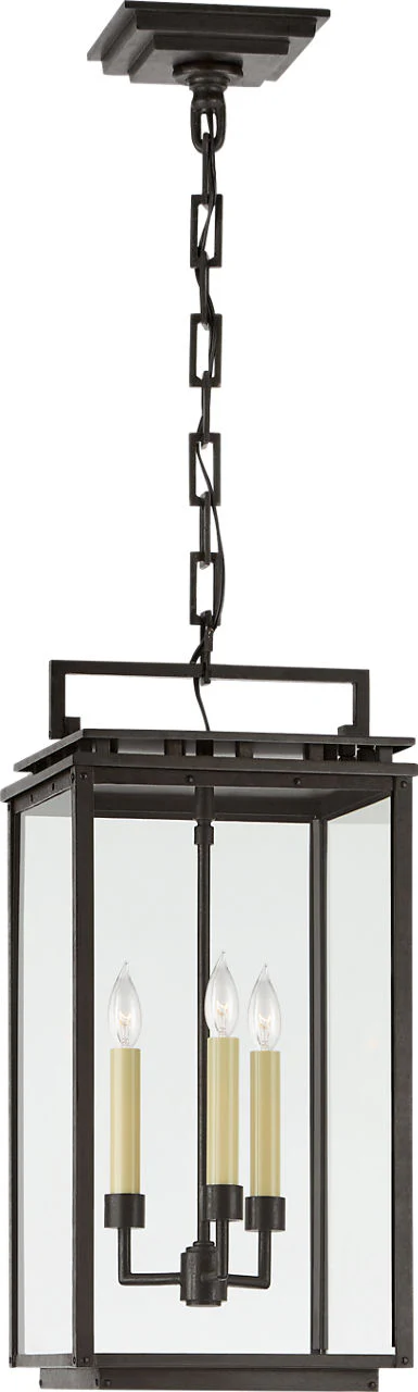 Cheshire Medium Hanging Lantern | Aged Iron | Clear Glass