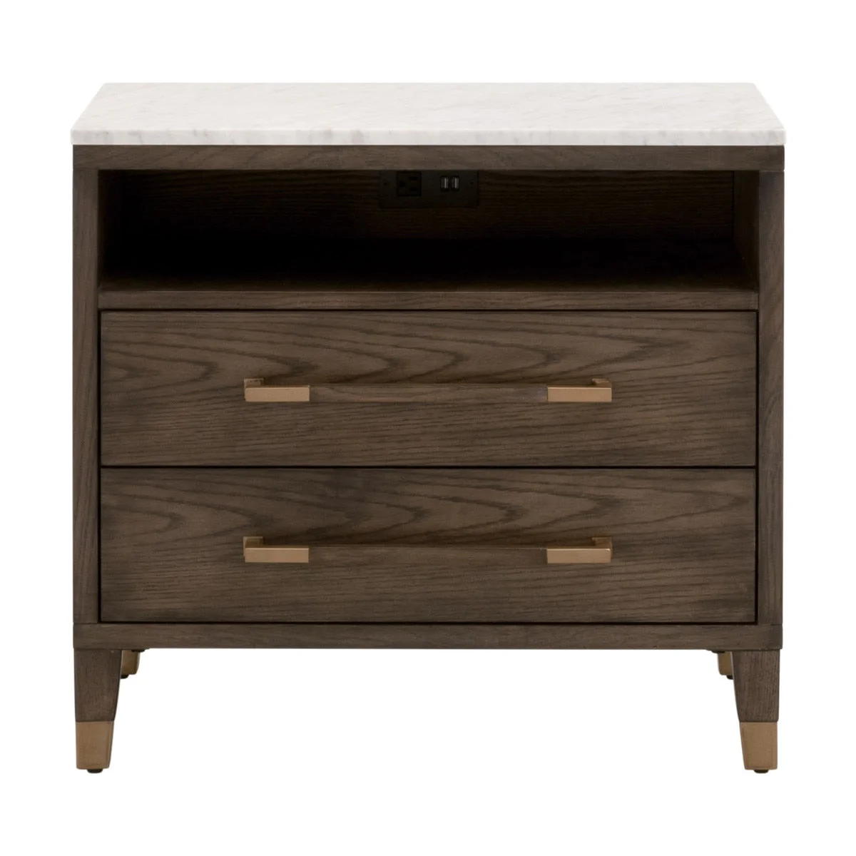 Cambria 2-Drawer Nightstand | Dutch Brown Oak - Image 1