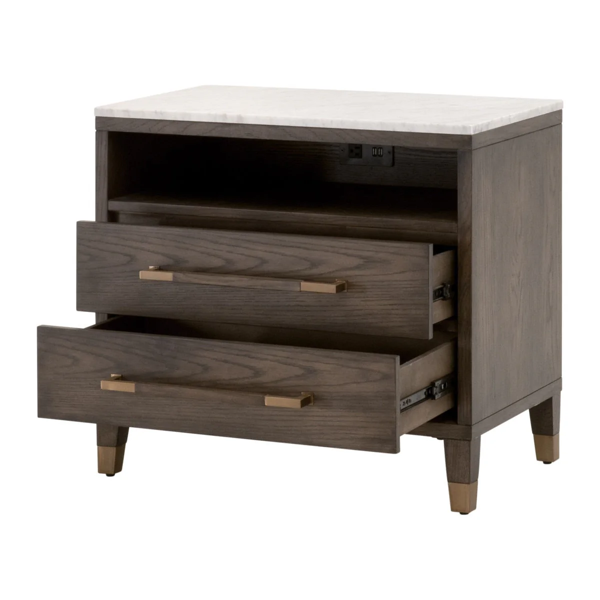 Cambria 2-Drawer Nightstand | Dutch Brown Oak - Image 2