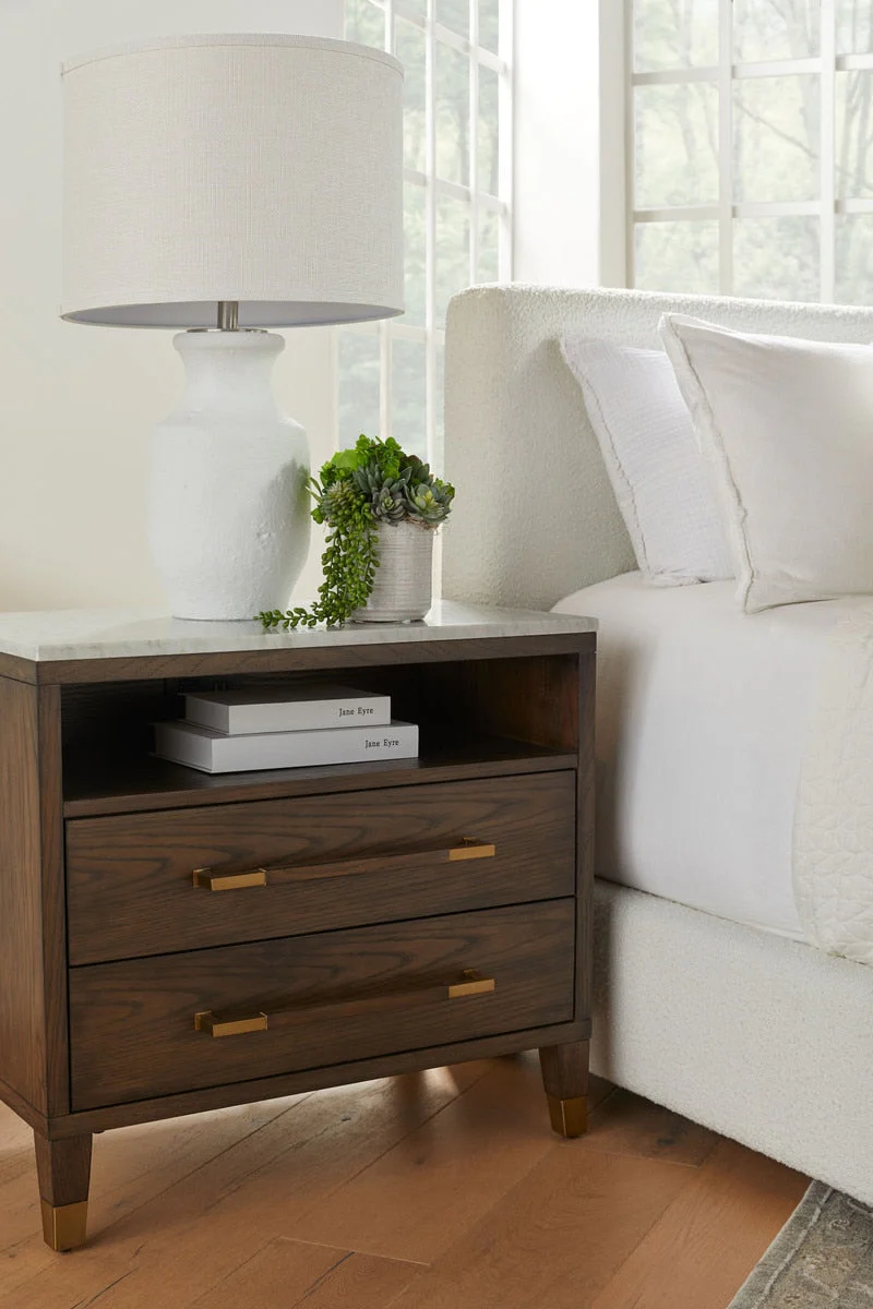 Cambria 2-Drawer Nightstand | Dutch Brown Oak - Image 3