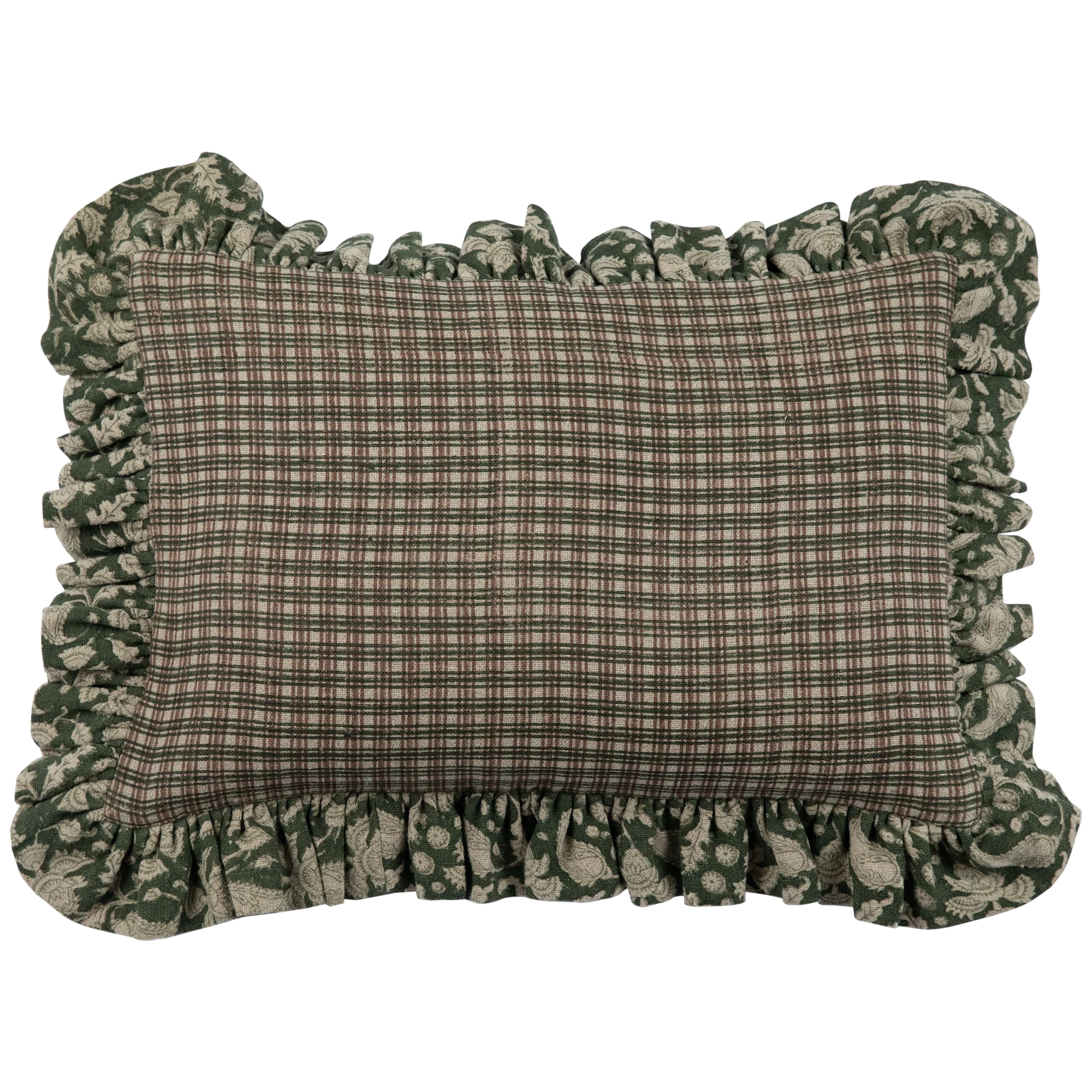 Catania Coco with Bari Olive Ruffle Pillow