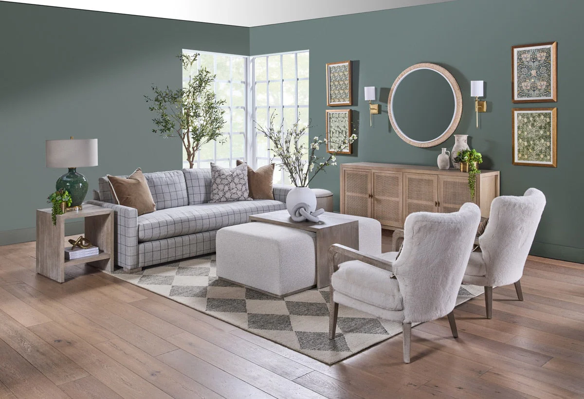 Clara 86" Slim Arm Sofa | Performance Windowpane Cement - Image 3