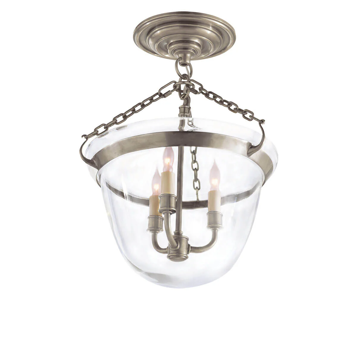 Country Semi Flush Bell Jar Lantern - Image 1
