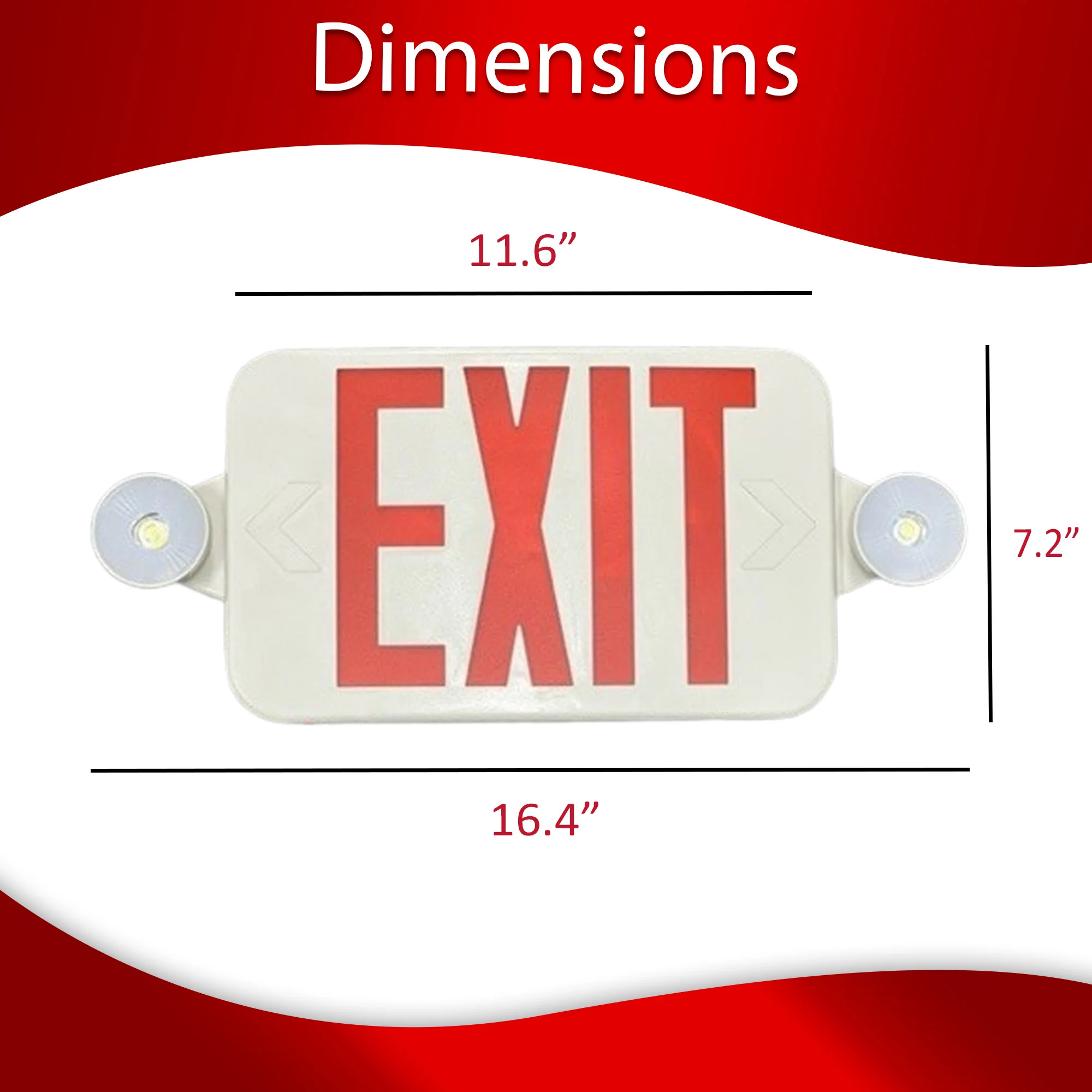 Slim Exit Emergency Combo with Backup Battery - Red Letters #353 - Image 2