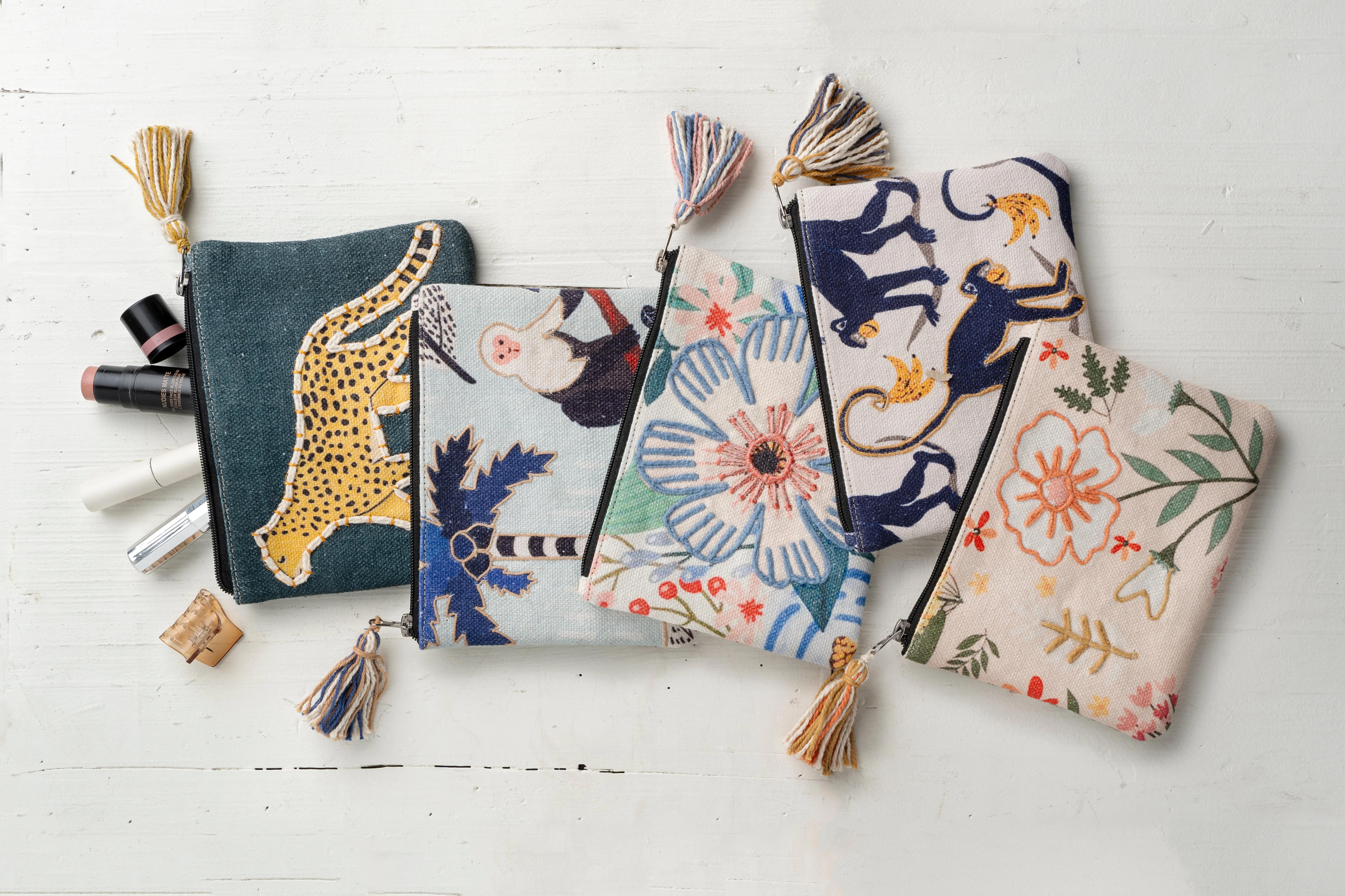 Monkey Around Embroidered Pouch - Image 3