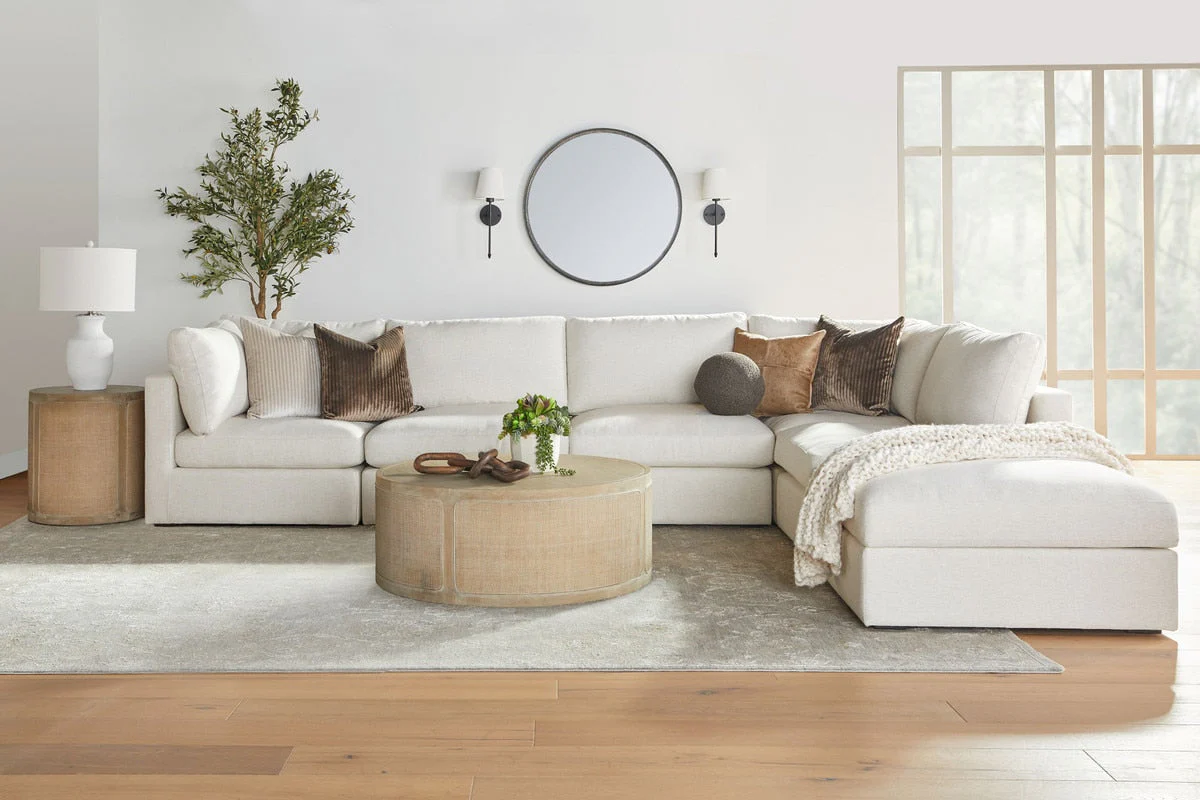 Daley Modular Armless Chair | Performance Textured Cream Linen - Image 3