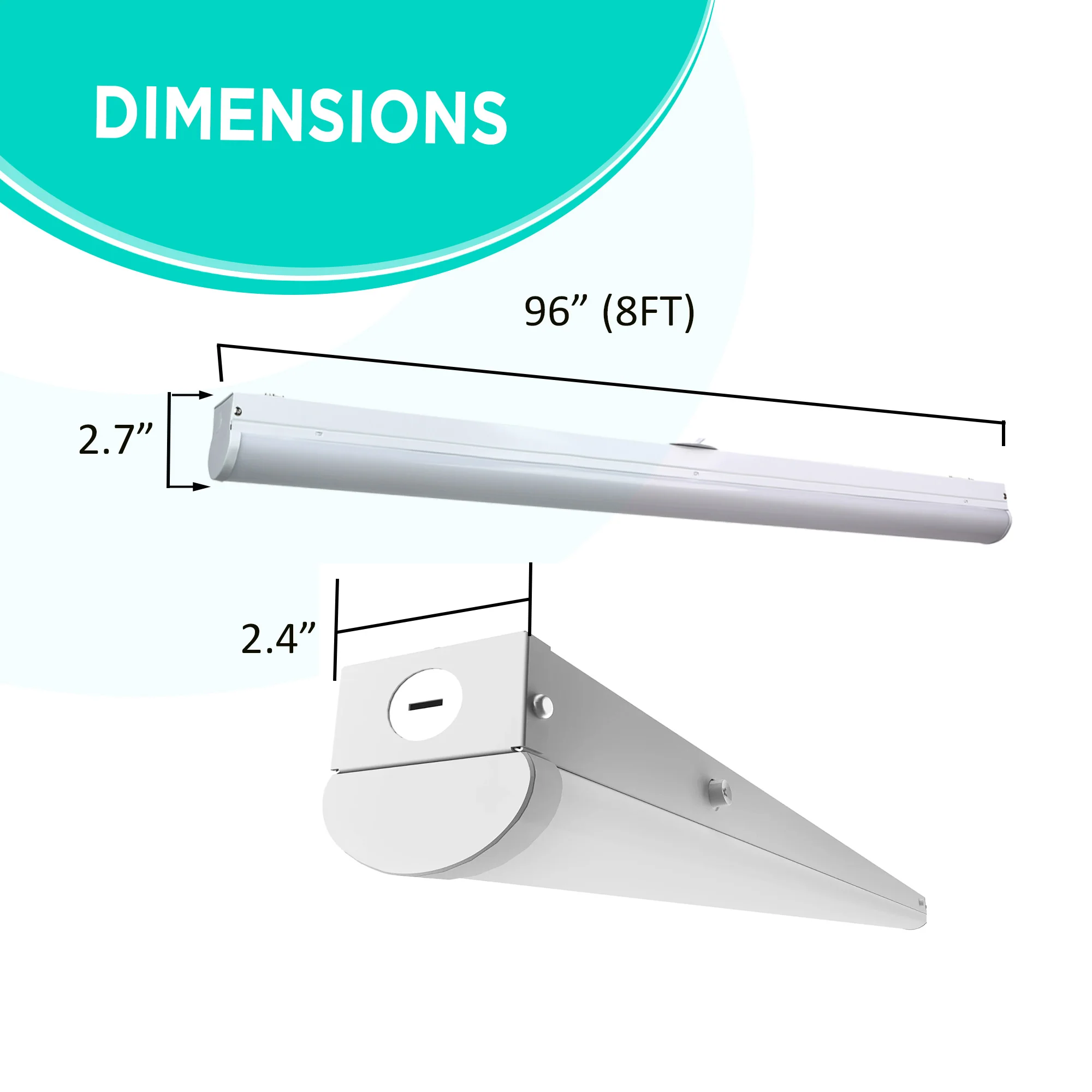 8ft Skinny Linear Linkable Strip - Pack of 6 - Selectable Watts (60/70/80W) - CCT(35/40/50/65K) - ETL & DLC #515 - Image 3