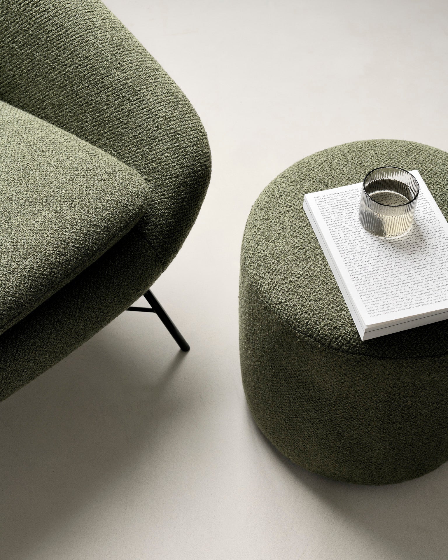 Barrow Pouf | Pine Green Fabric | 16" X 16" - Image 1