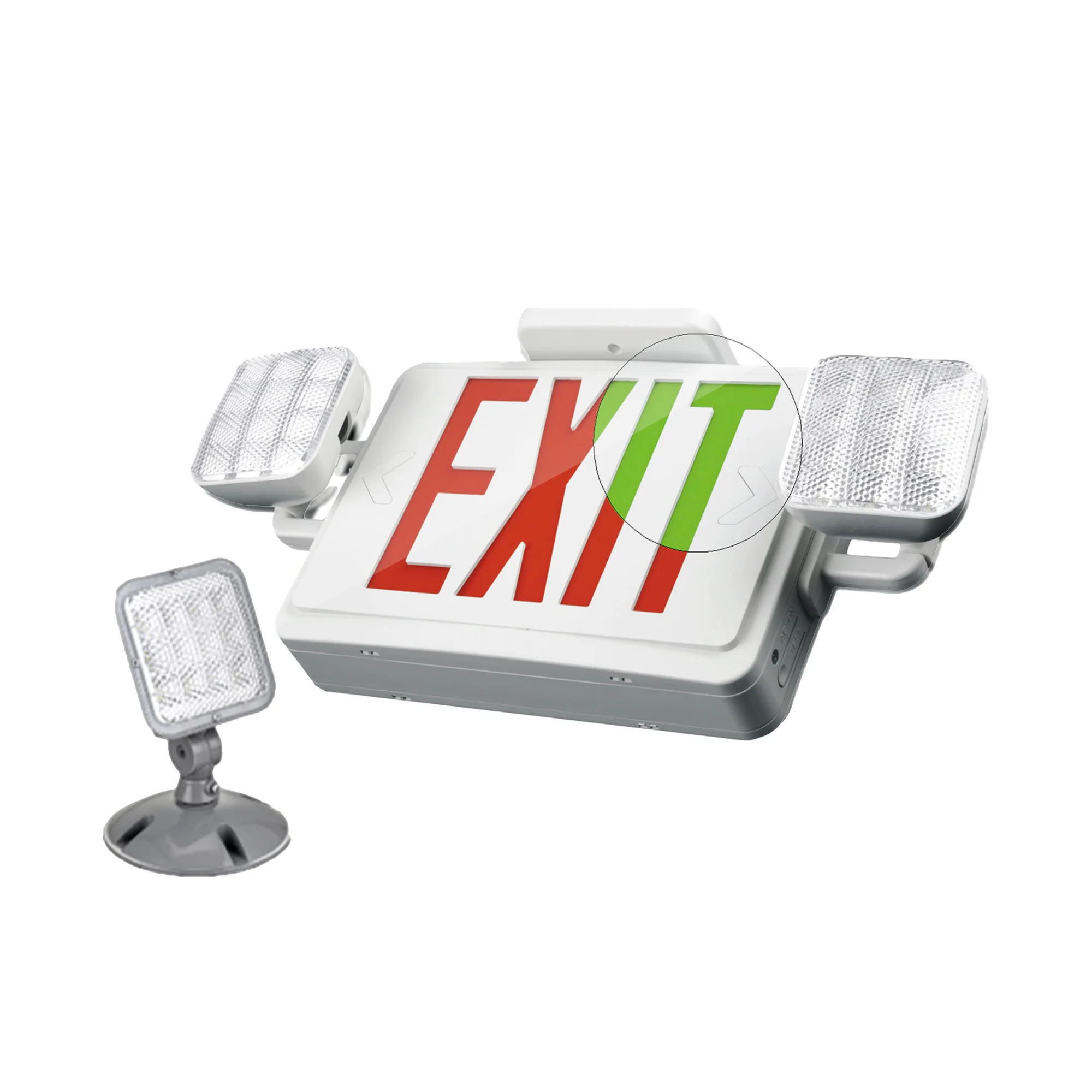 Remote Capable Indoor Emergency Exit Combo - Red/Green Letters - Dual Heads With Dual Battery #354 - Image 1