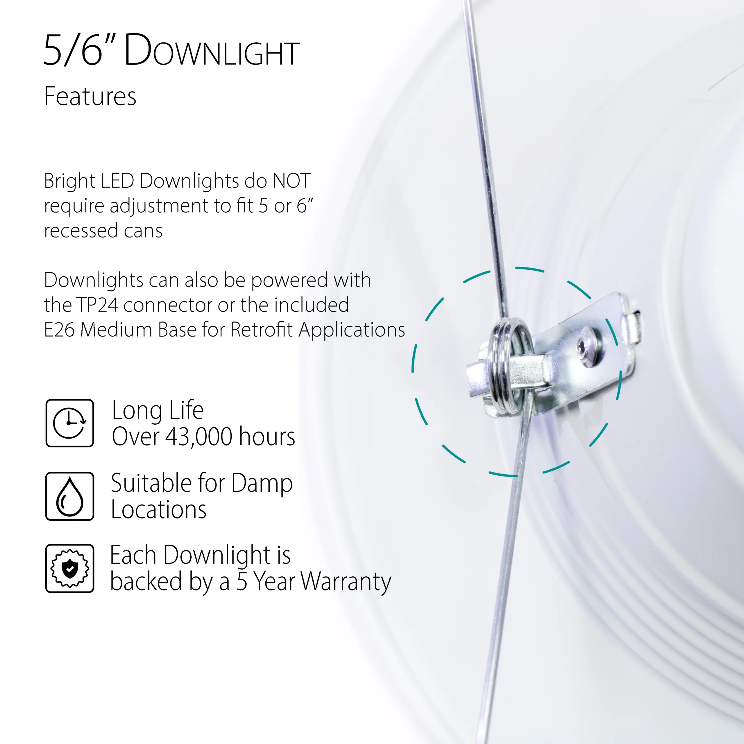 6" 15W LED Retrofit Recessed Downlight - 1100 lumens - 120W Equivalent- 120V-5CCT- 27/30/35/40/50K - Image 3