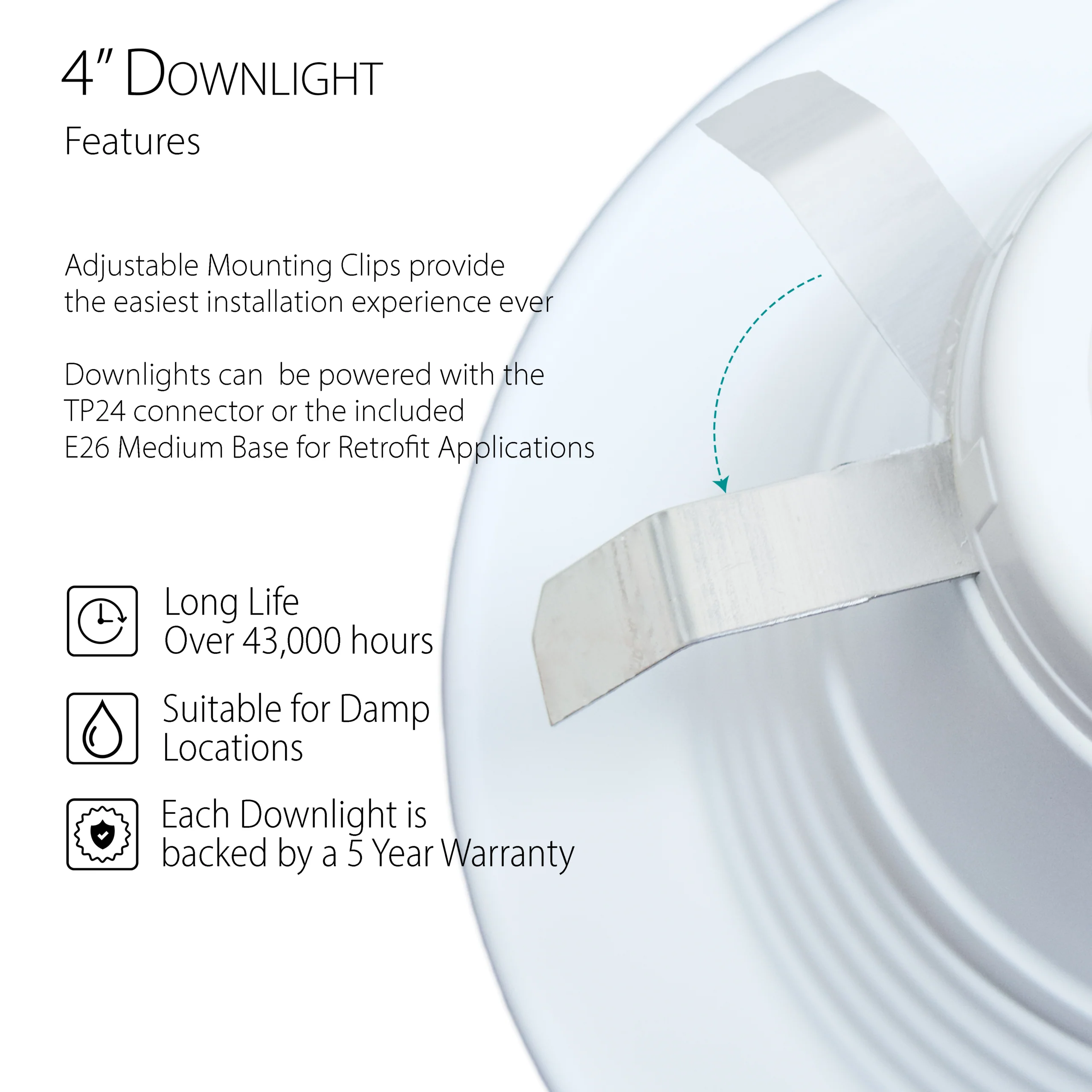 4" 10W LED Recessed Retrofit Downlight - 650 lumens - 75W Equivalent - Image 2