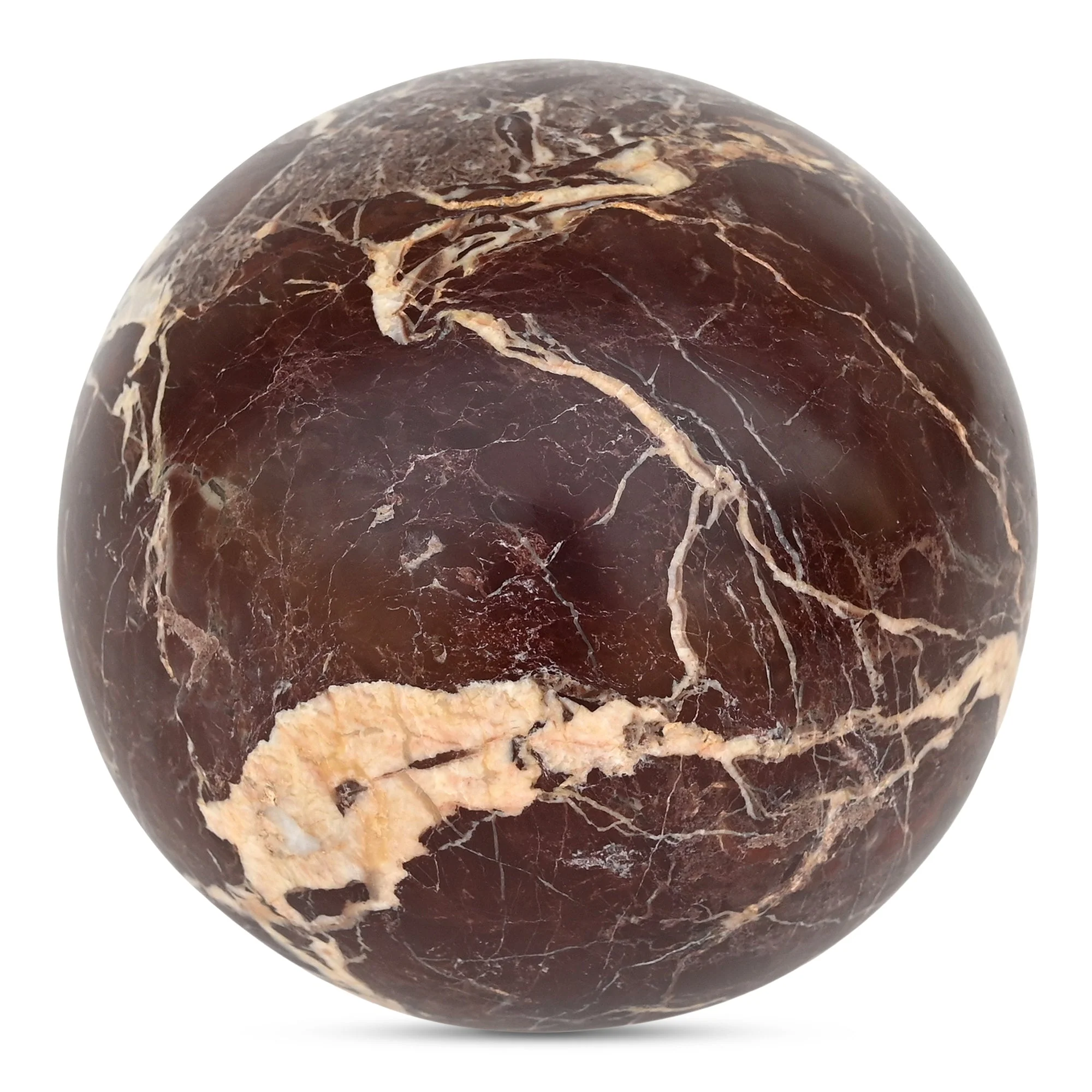 Odessa Sphere Tabletop Accent Red Levanto Marble - Image 3