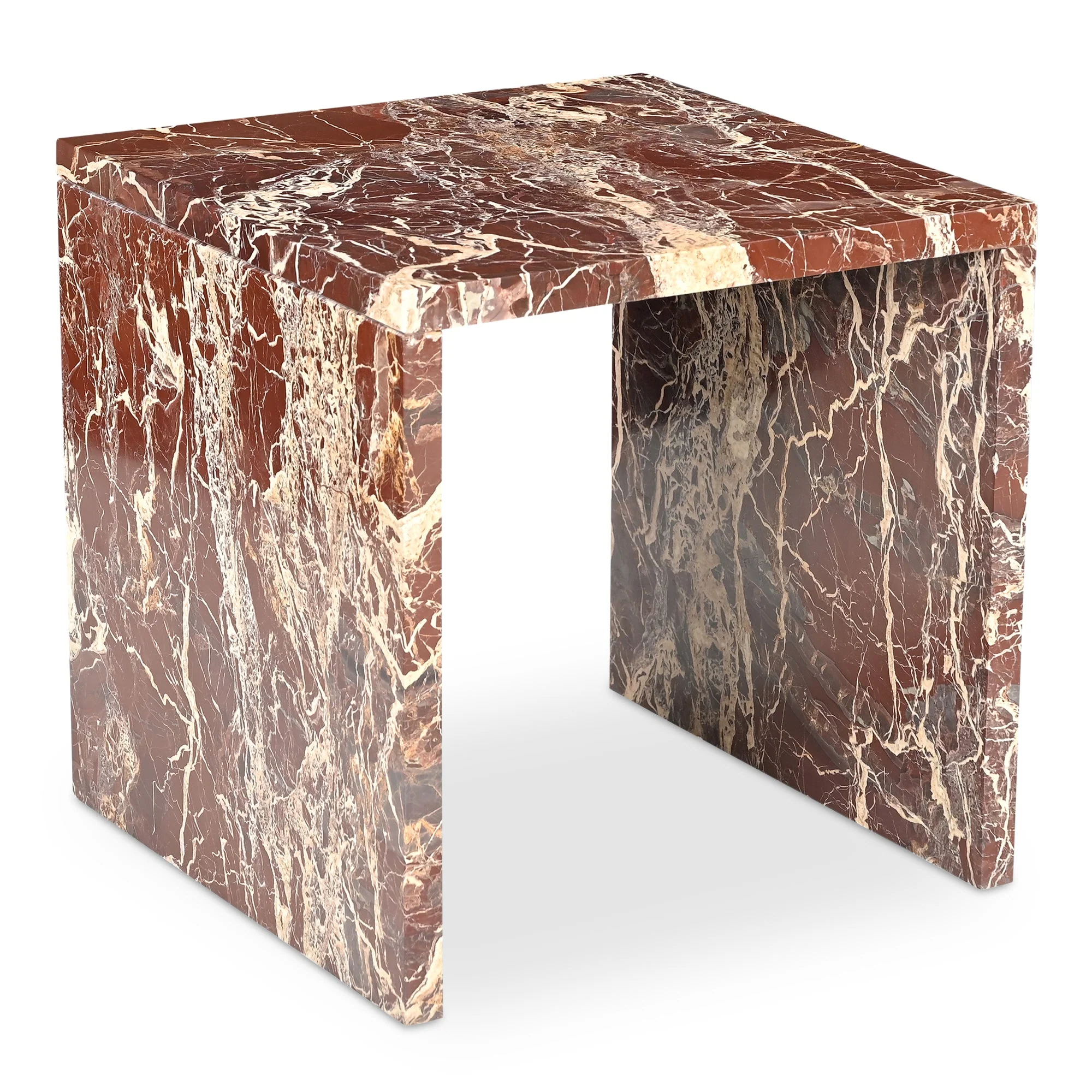 Rosa Accent Table Rosso Levanto Marble - Image 2