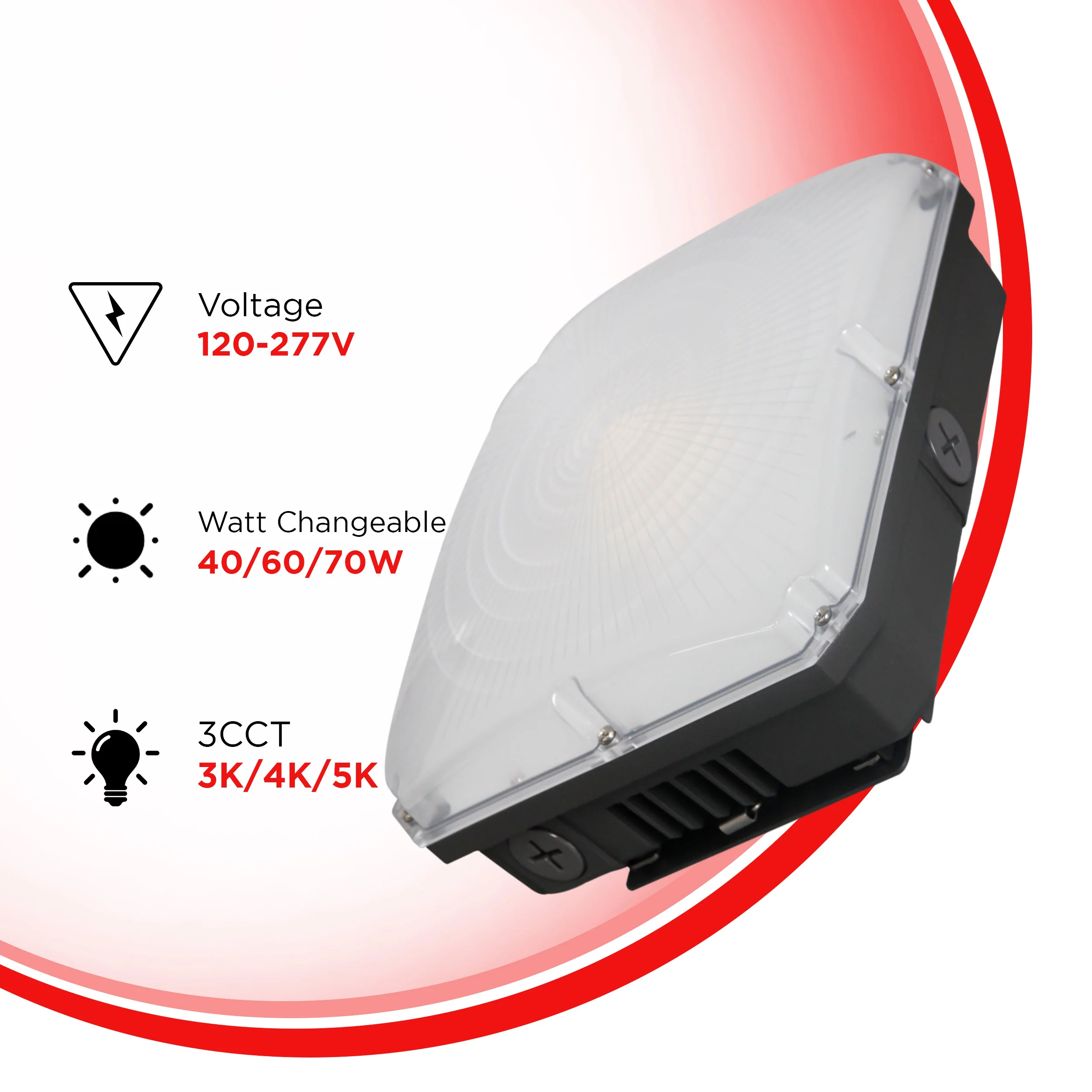 40/60/70W Garage Canopy - Dimmable - 3CCT(3000K/4000K/5000K) - Available in White & Black -ETL & DLC #103/104 - Image 2